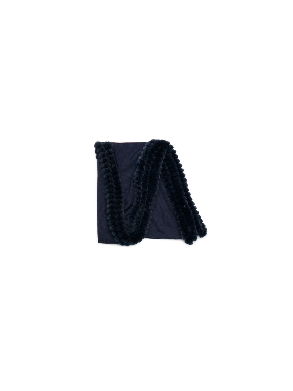 Designer Cashmere Silk Trapezoid Scarf with Mink Trim - neutral - navy - blue