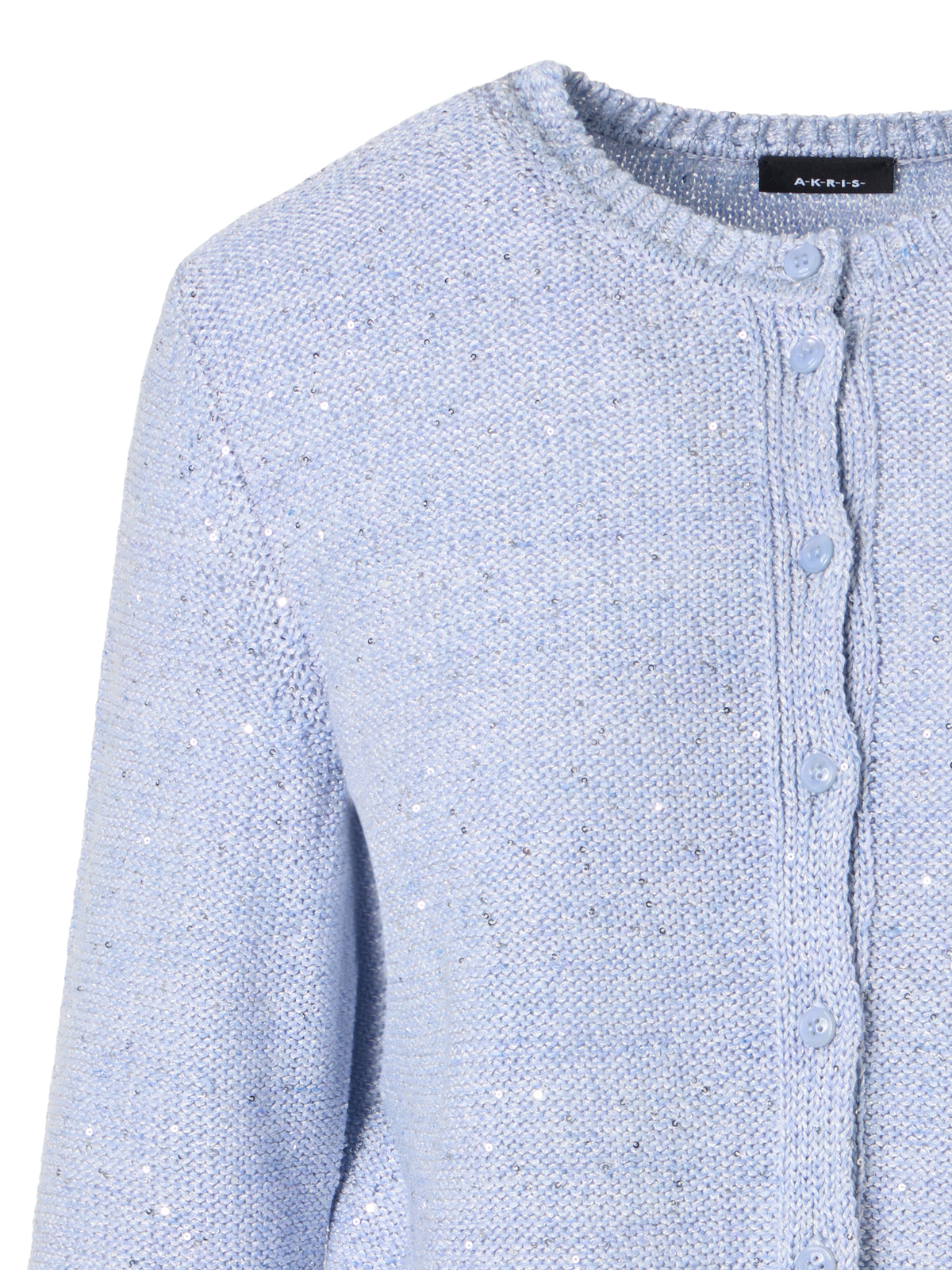 Designer Linen-Cotton Micro Sequin Cardigan - blue