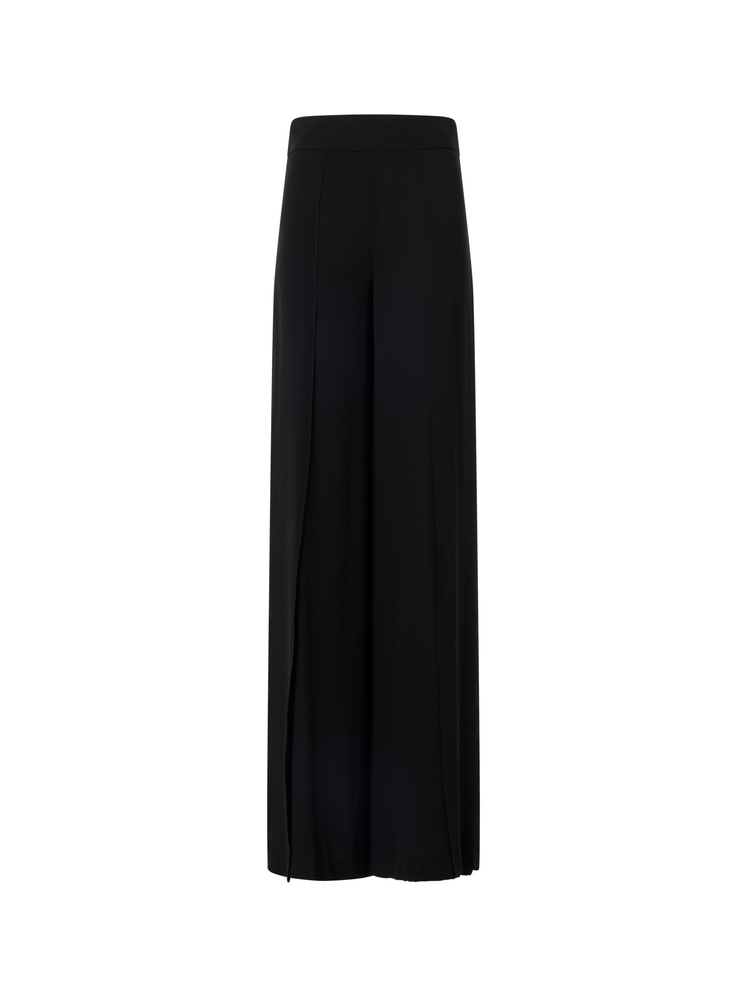 Designer Fellia Wide-Flared-Leg Pants in Silk Georgette - black
