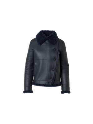 Designer Oversized Shearling Jacket with Curly Merinillo - black - neutral