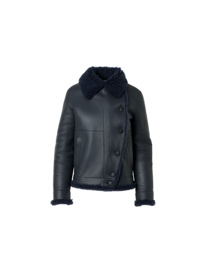 Designer Oversized Shearling Jacket with Curly Merinillo - black - neutral