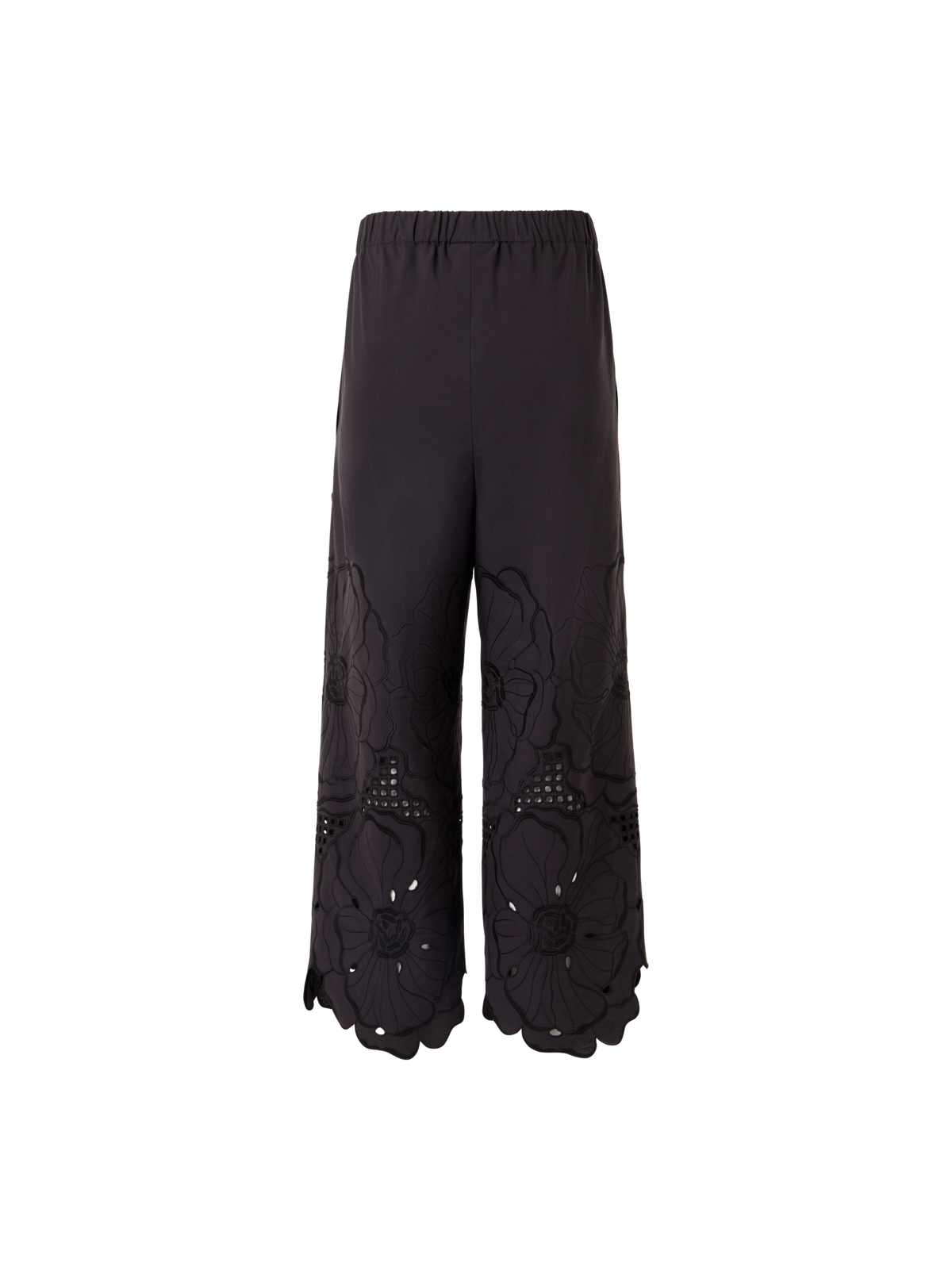 Designer Wide-Leg Pants Frey in Cotton Poplin - black