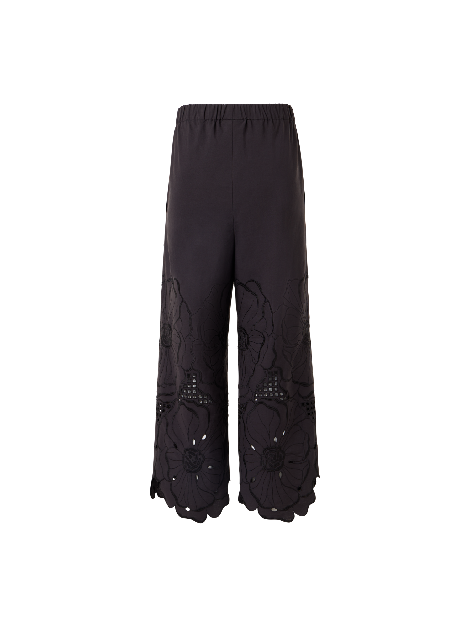 Designer Wide-Leg Pants Frey in Cotton Poplin - black
