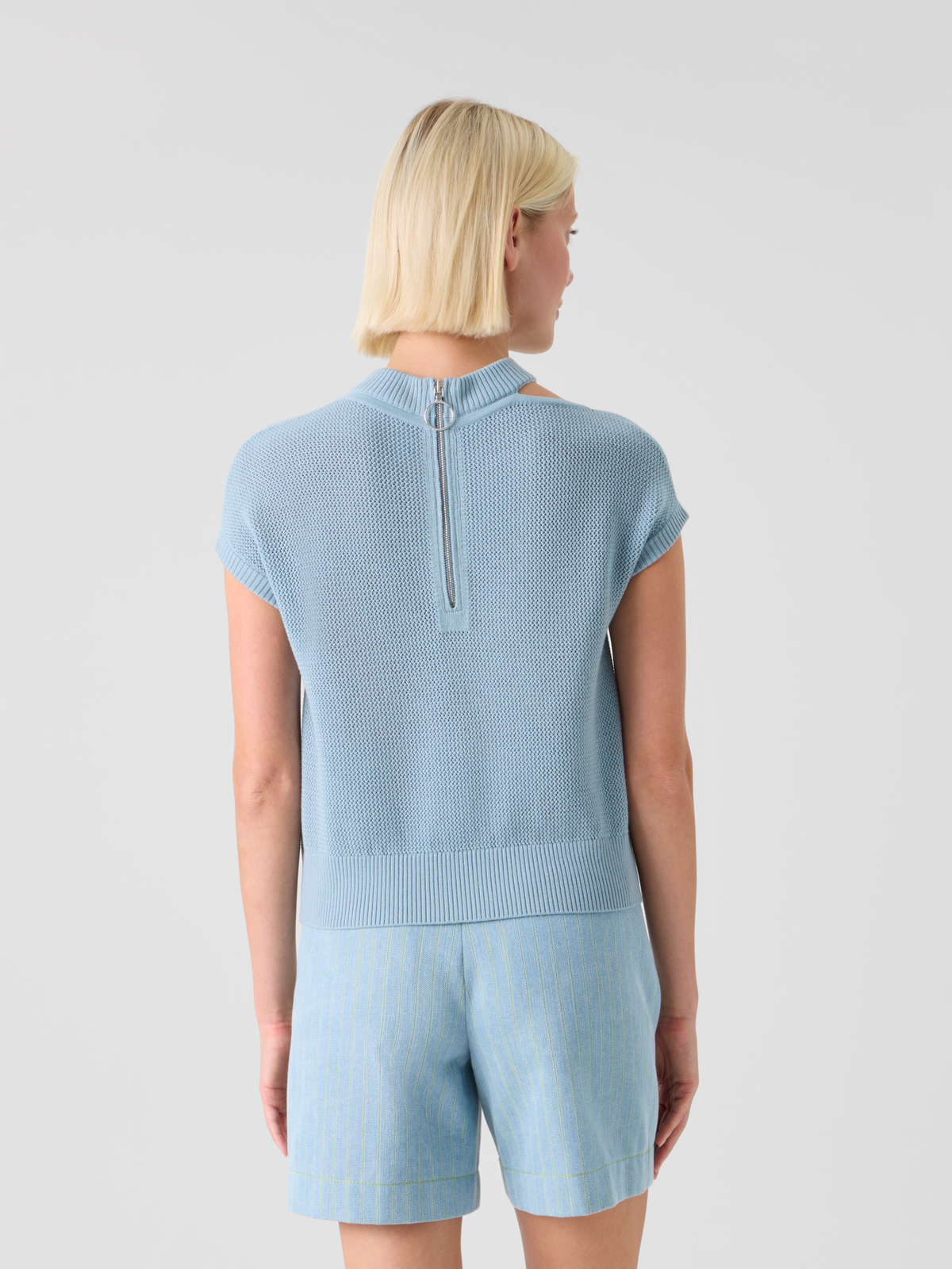 Designer Lightweight Merino Mesh Pullover - blue #editorial