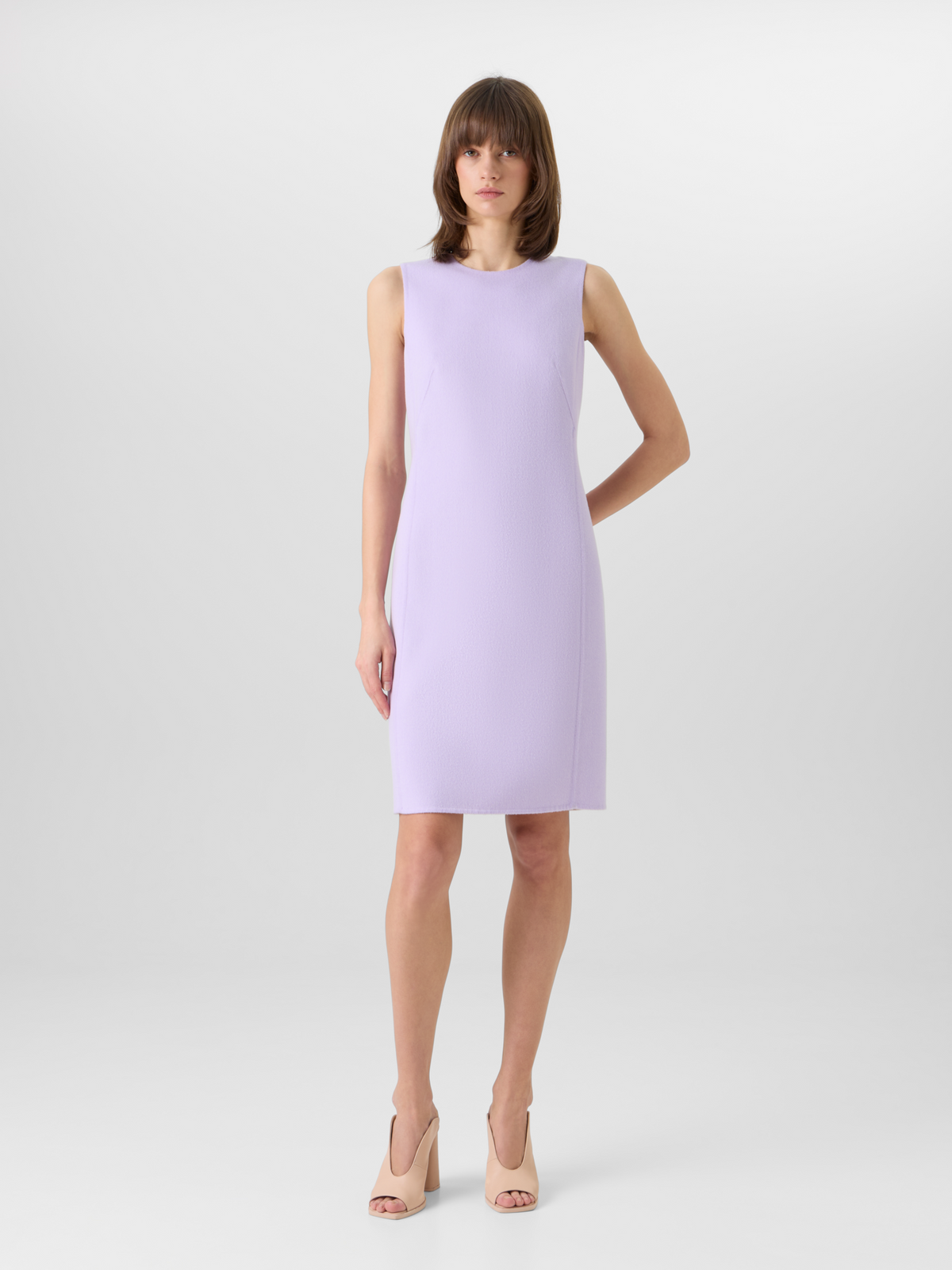 Designer Sleeveless Cashmere-Silk Double-Face Sheath Dress - pastel #editorial