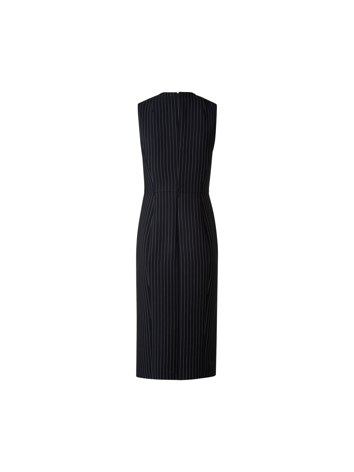 Designer Wool Double-Face Sheath Dress with Pinstripes - black
