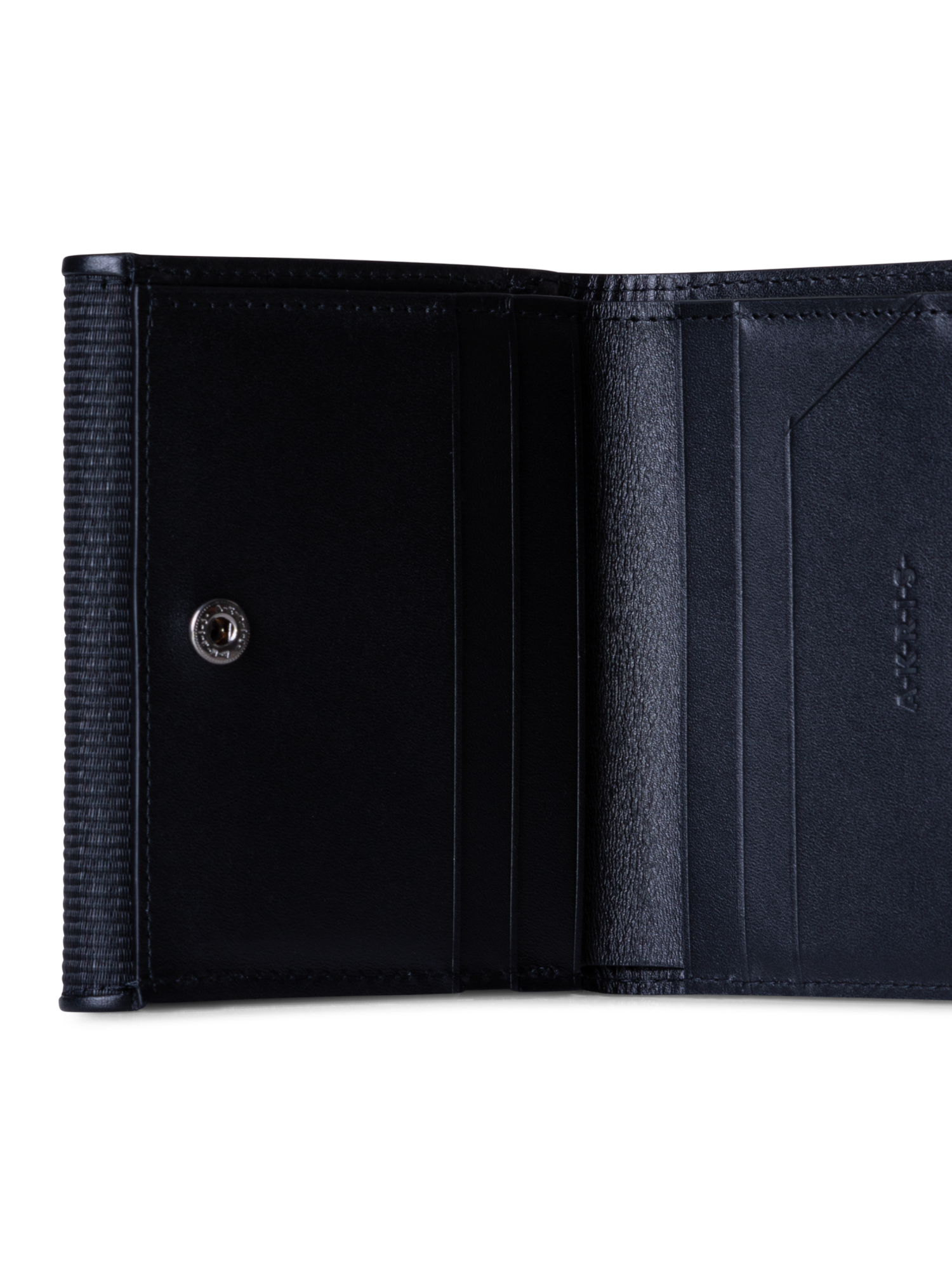 Designer Compact Wallet in Horsehair and Leather - black