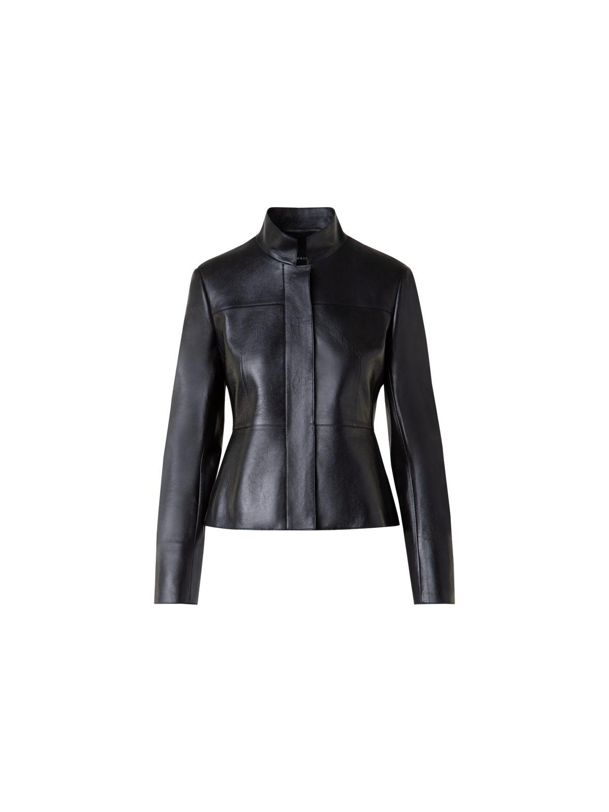 Designer Cropped Jacket in Lacquered Leather - black