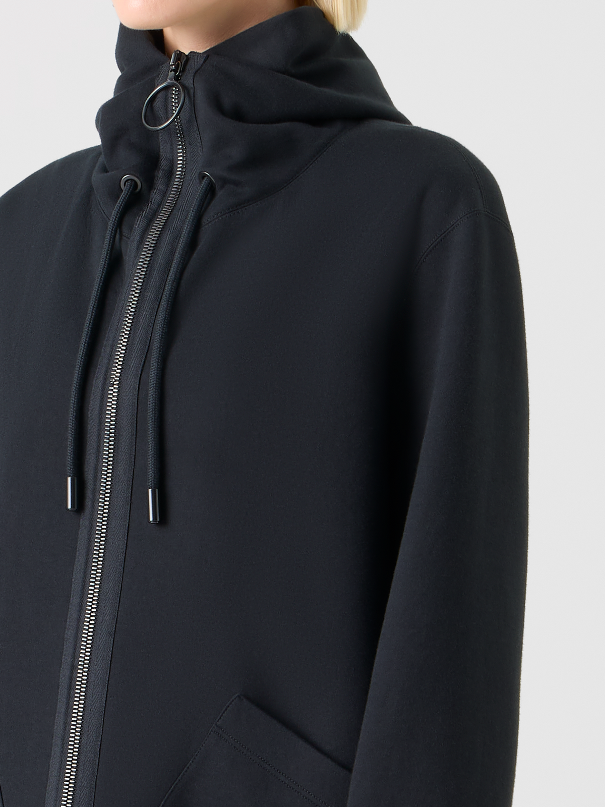 Designer Cotton-Blend Sweatshirt Jacket - black #editorial