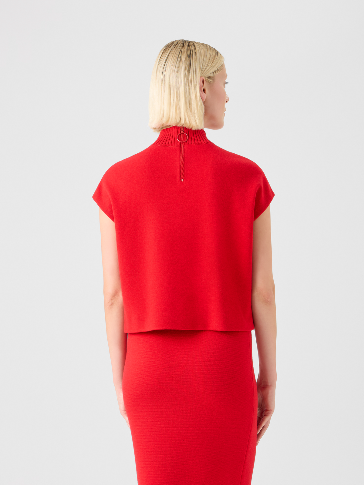 Designer Bright Red Milano Knit Pullover - red #editorial