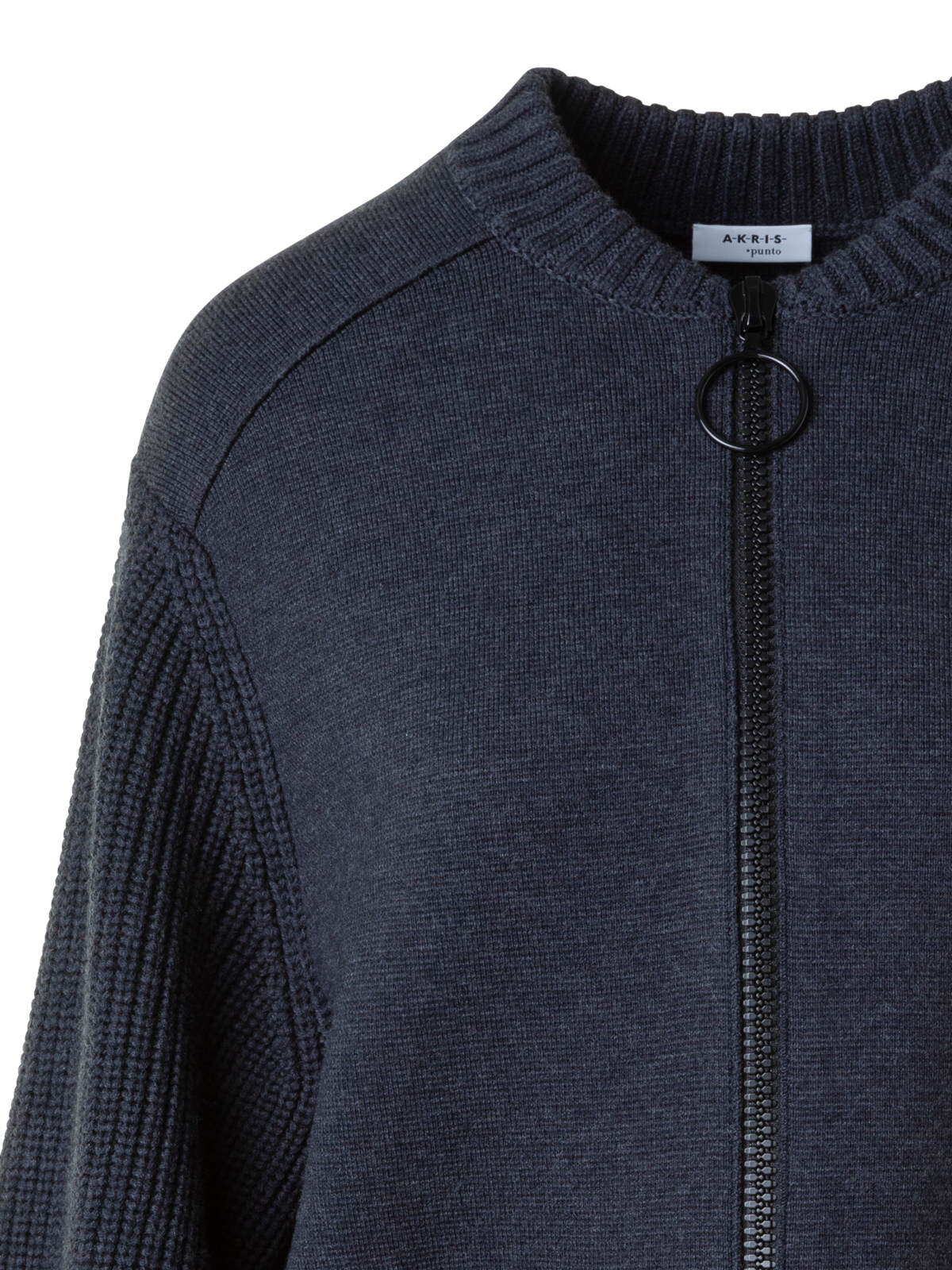 Designer Wool Milano Knit Bomber Jacket - neutral - grey