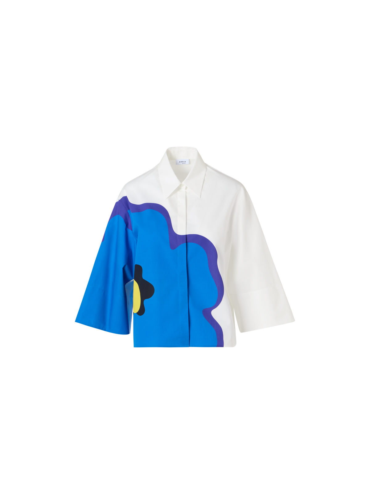 Designer XL Pop Dot Flower Print Shirt Blouse - multicolor - white