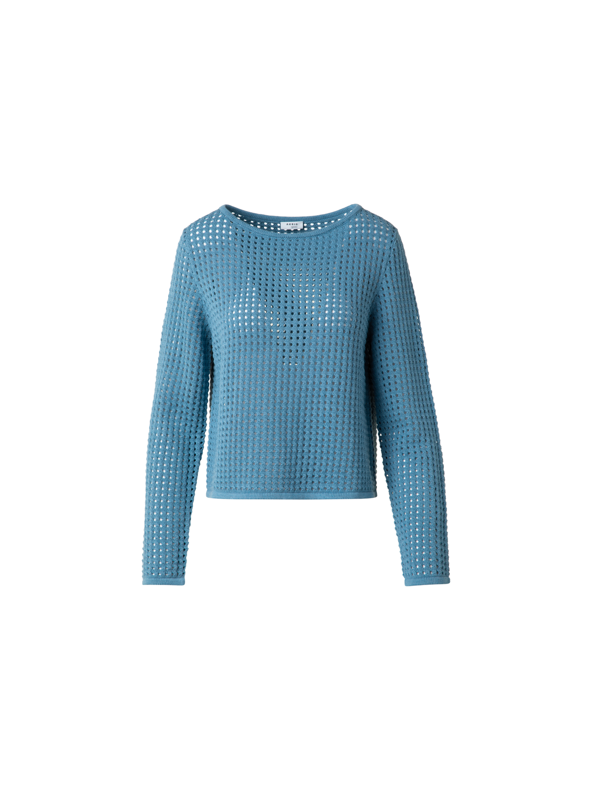 Designer Knit Sweater in Chunky Cotton Mesh - blue