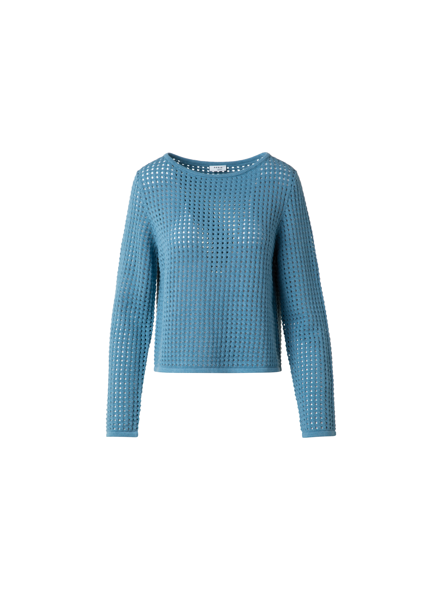 Designer Knit Sweater in Chunky Cotton Mesh - blue
