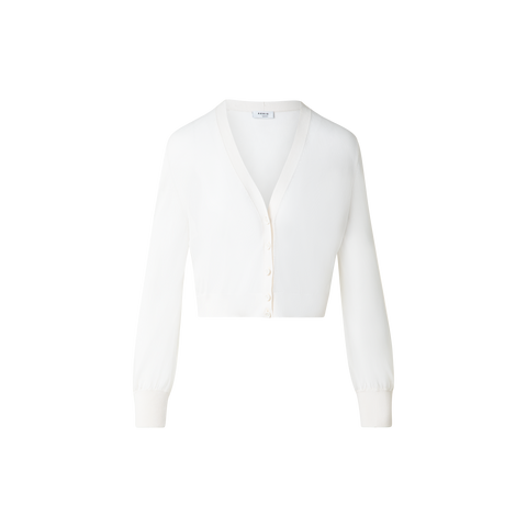 Sheer Cropped Knit Cardigan with Volume Sleeves cream / 12 Sheer Cropped Knit Cardigan with Volume Sleeves cream / 12
