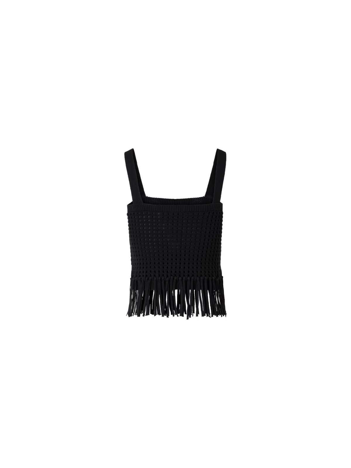 Designer Short Chunky Cotton Mesh Knit Top - black