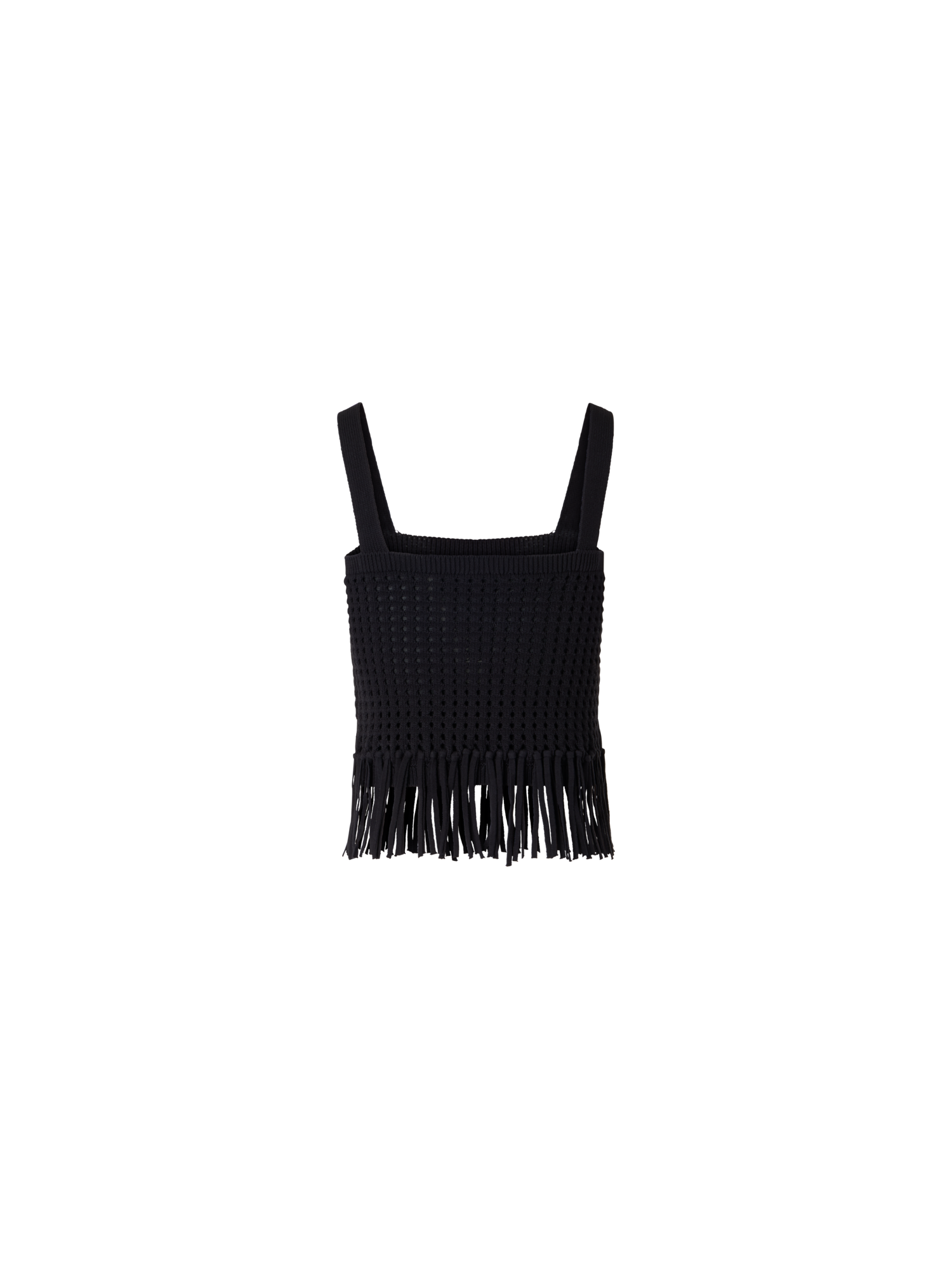 Designer Short Chunky Cotton Mesh Knit Top - black