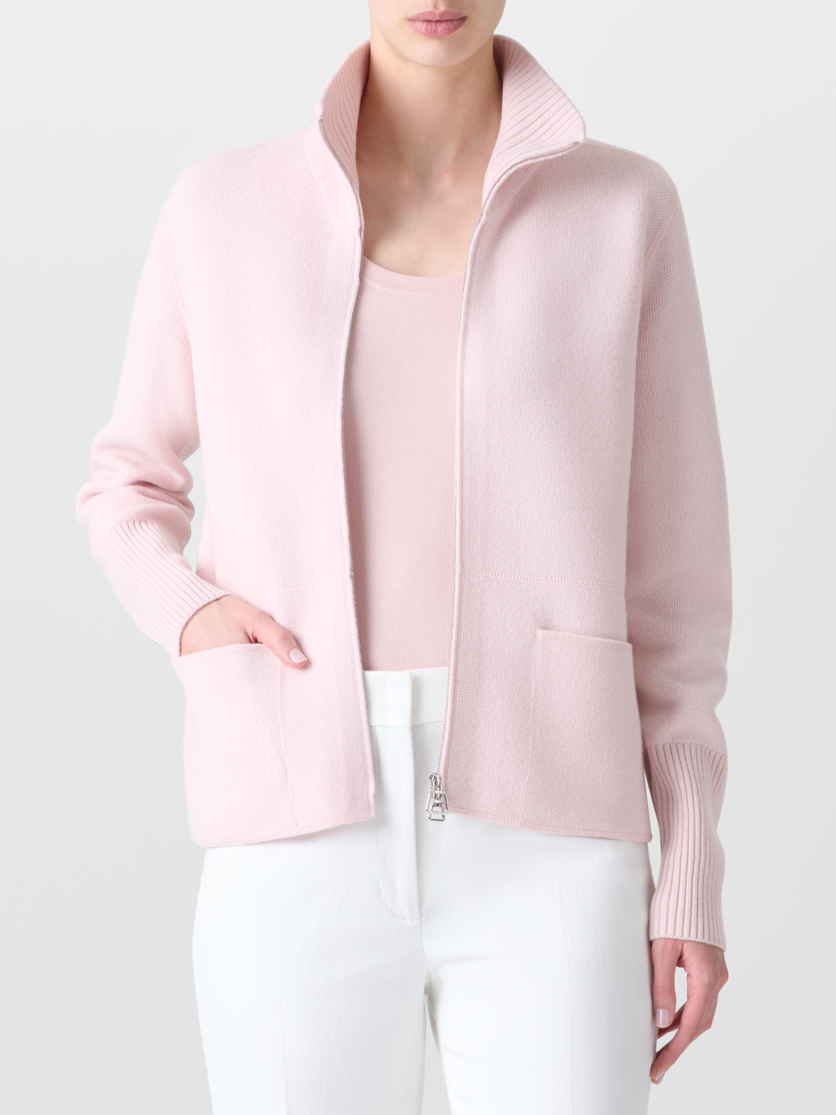 Designer Pure Cashmere Knit Cardigan - pastel - pink #editorial