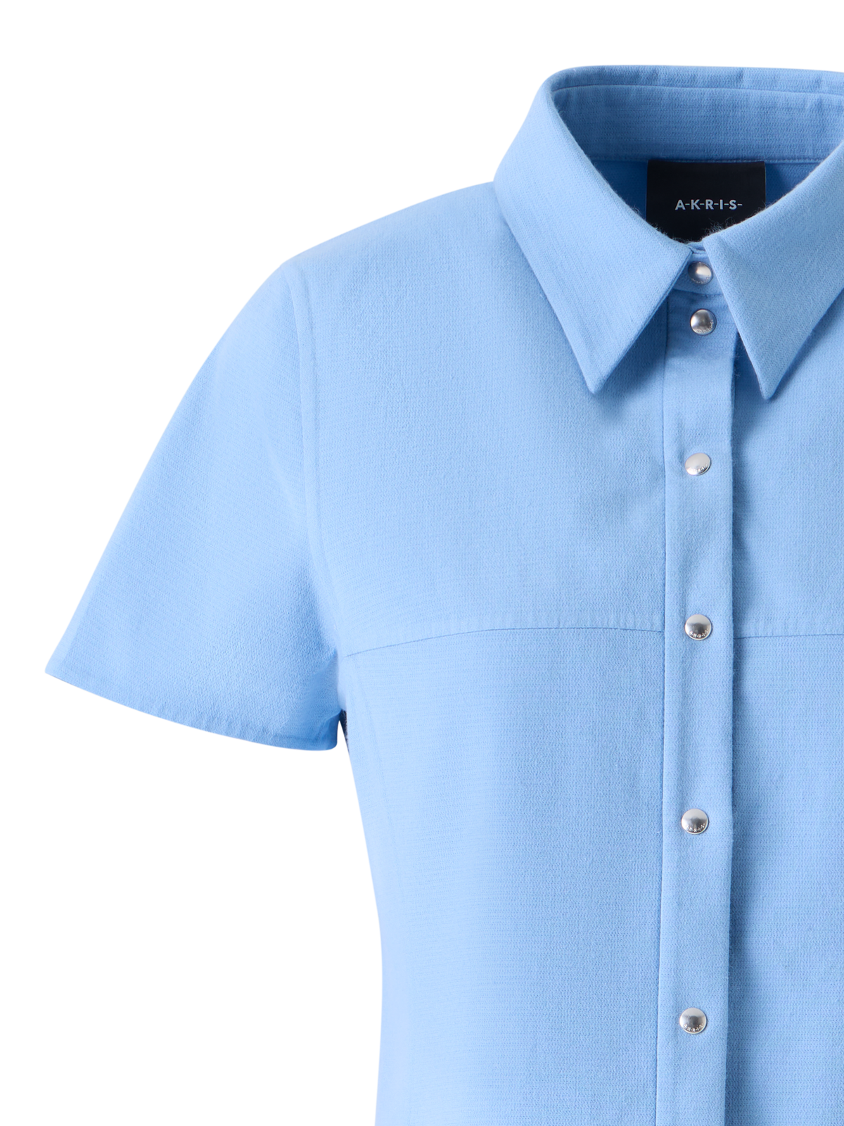 Designer Cotton Silk Stretch Double-Face Polo Dress - blue