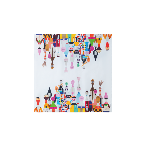 Scarf in Silk with Wooden Dolls Print