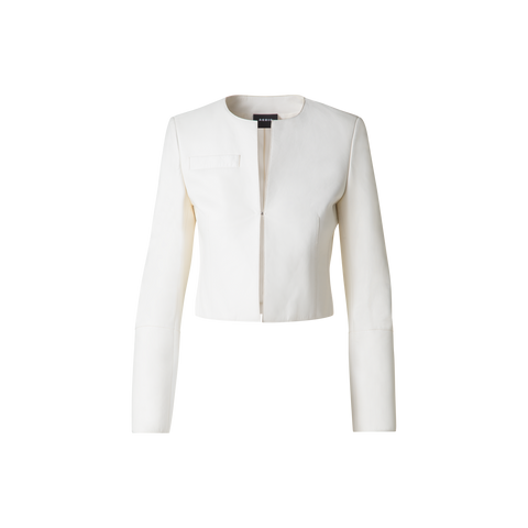 新品♡ na.e 　Carrie's No-collar Jacket Susan Graver Stretch Denim Collarless Jacket with Patch