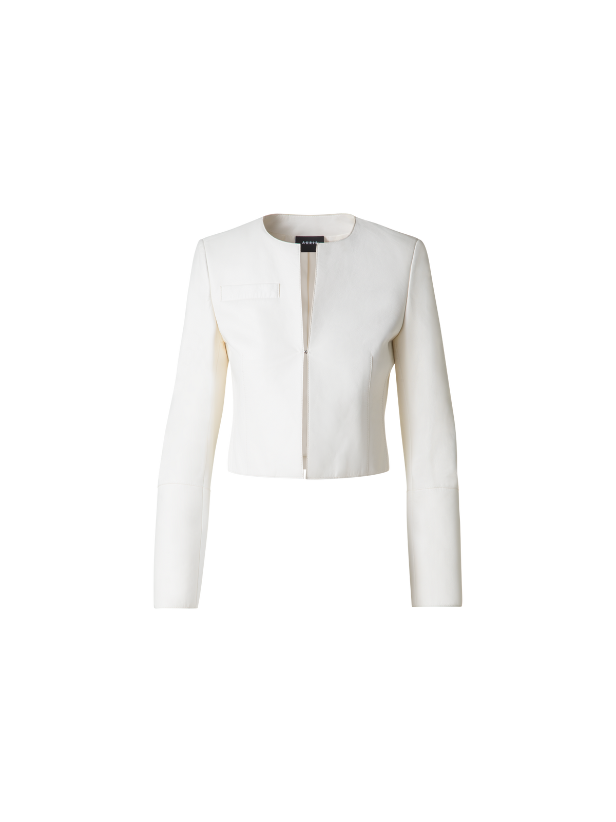 Designer Cropped Leather Jacket - ecru - white