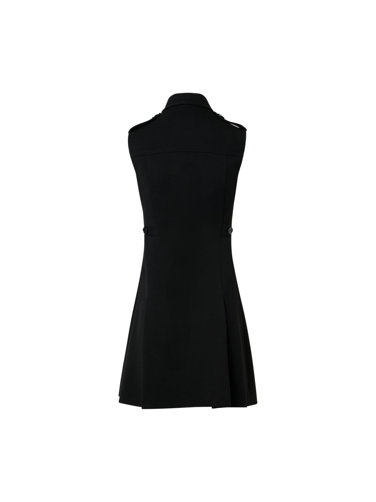 Designer Modern Trench Dress in Wool Tricotine - black