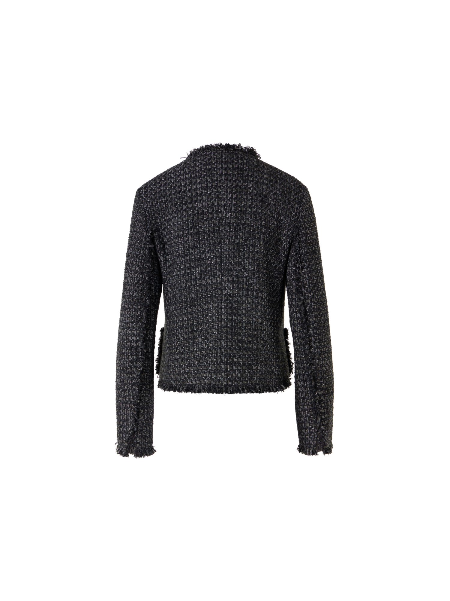 Designer Long-Sleeve Cotton-Blend Short Jacket - black