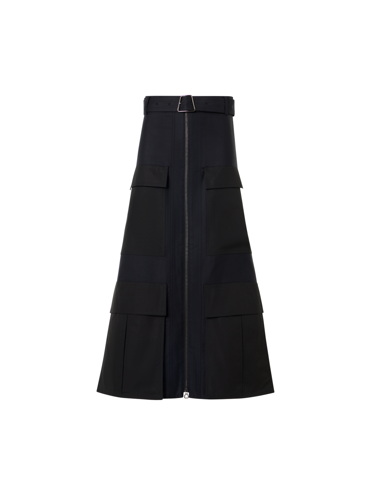 Designer Cotton Double-Face Midi Skirt - black
