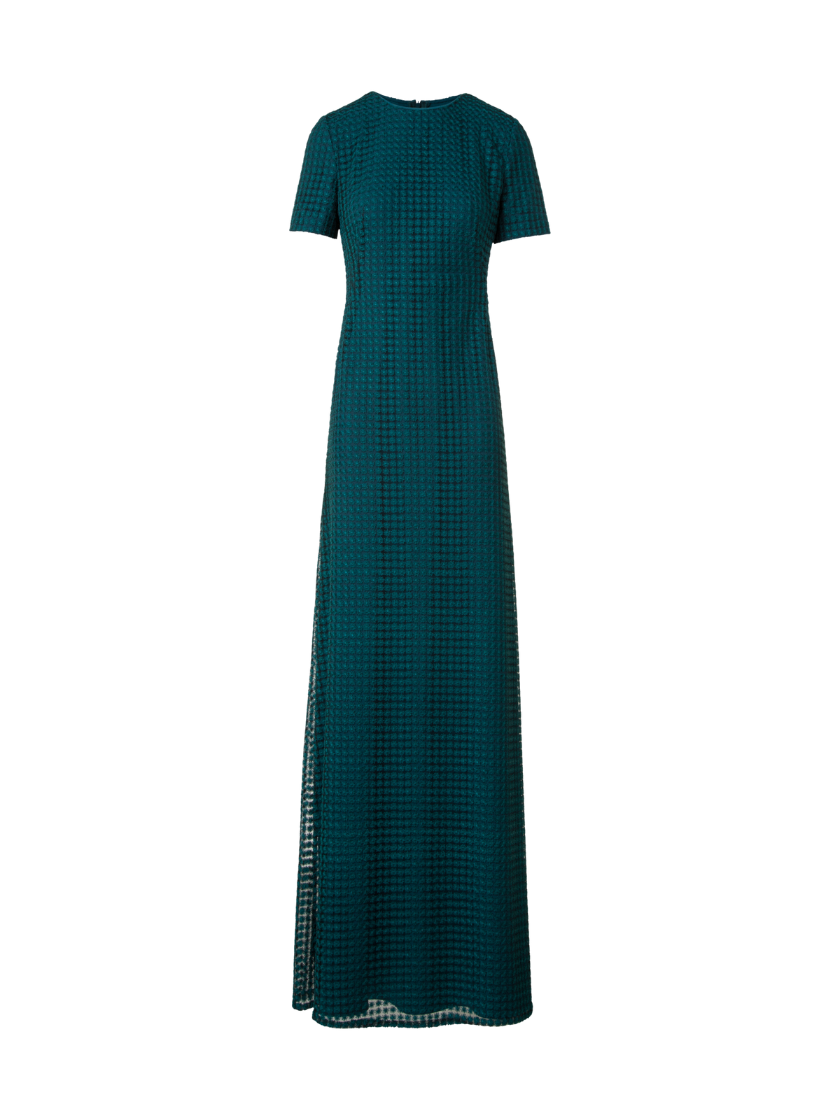 Designer Fitted Evening Gown in Flower Embroidery - green