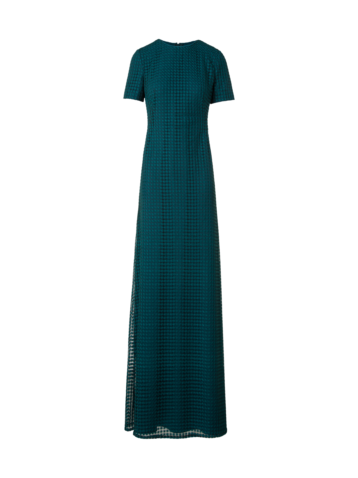 Designer Fitted Evening Gown in Flower Embroidery - green