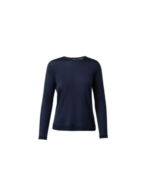 Designer Seamless Pullover from Cashmere Silk - navy - blue