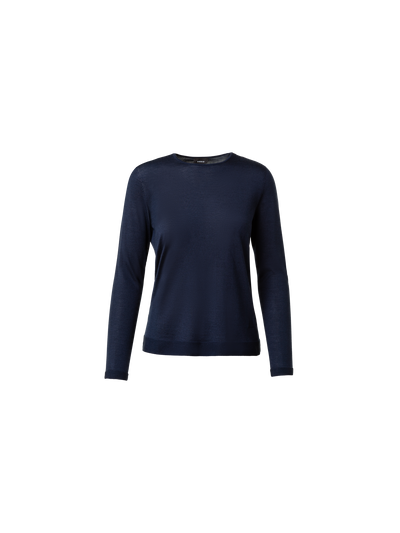 Designer Seamless Pullover from Cashmere Silk - navy - blue