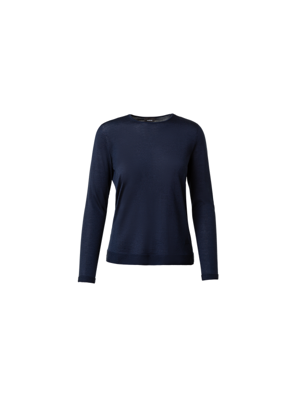 Designer Seamless Pullover from Cashmere Silk - navy - blue