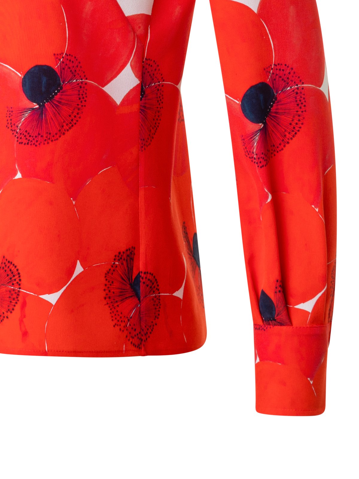 Designer Silk Crêpe Blouse Poppy Print - multicolor - red
