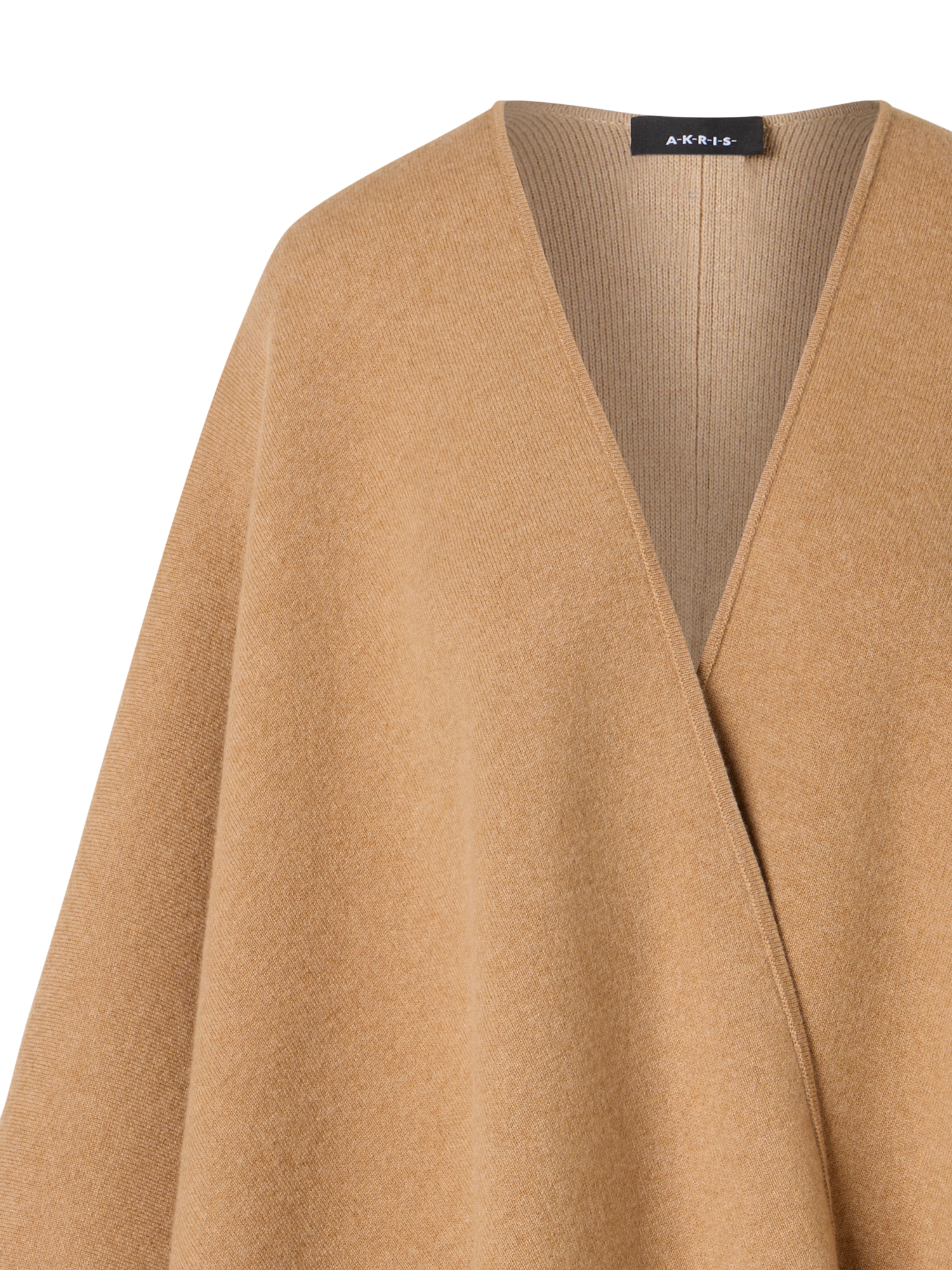 Designer Cashmere Double-Face Knit Cape - brown
