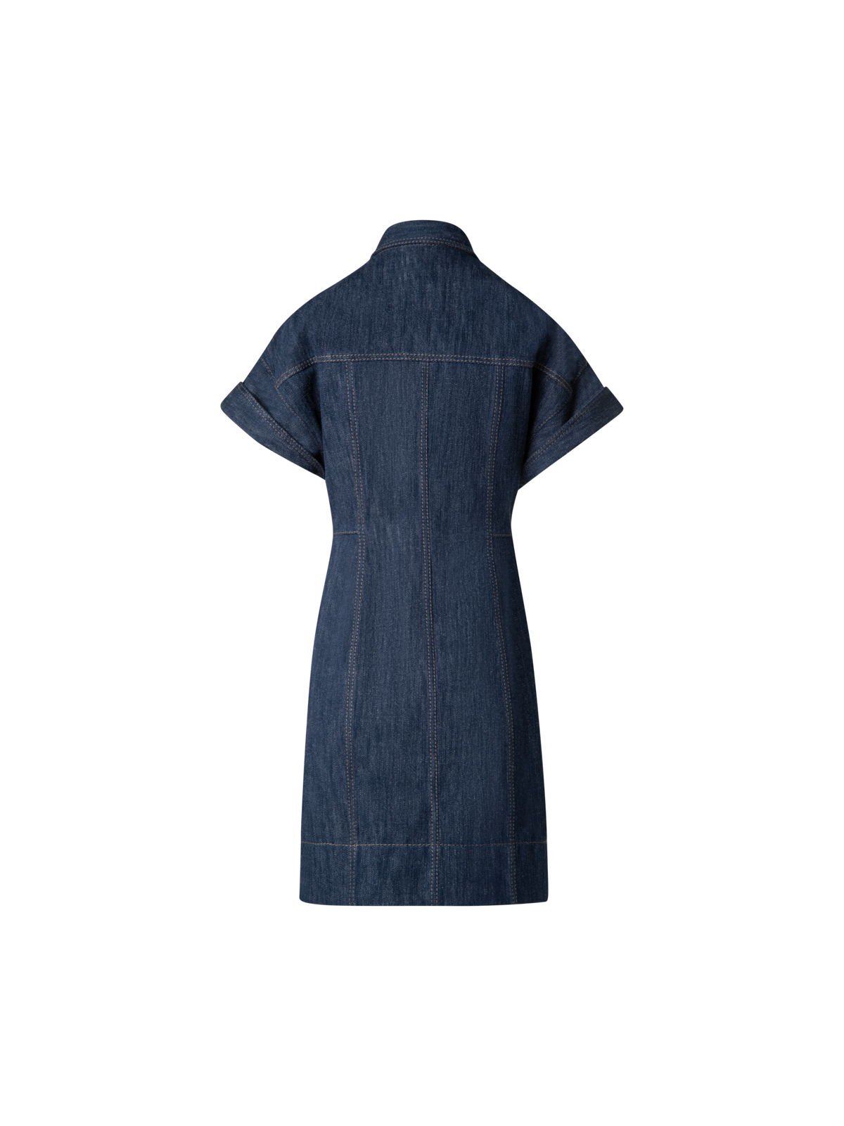 short sleeve denim dress Short Denim Dress with Polo Collar Navy Denim / 2