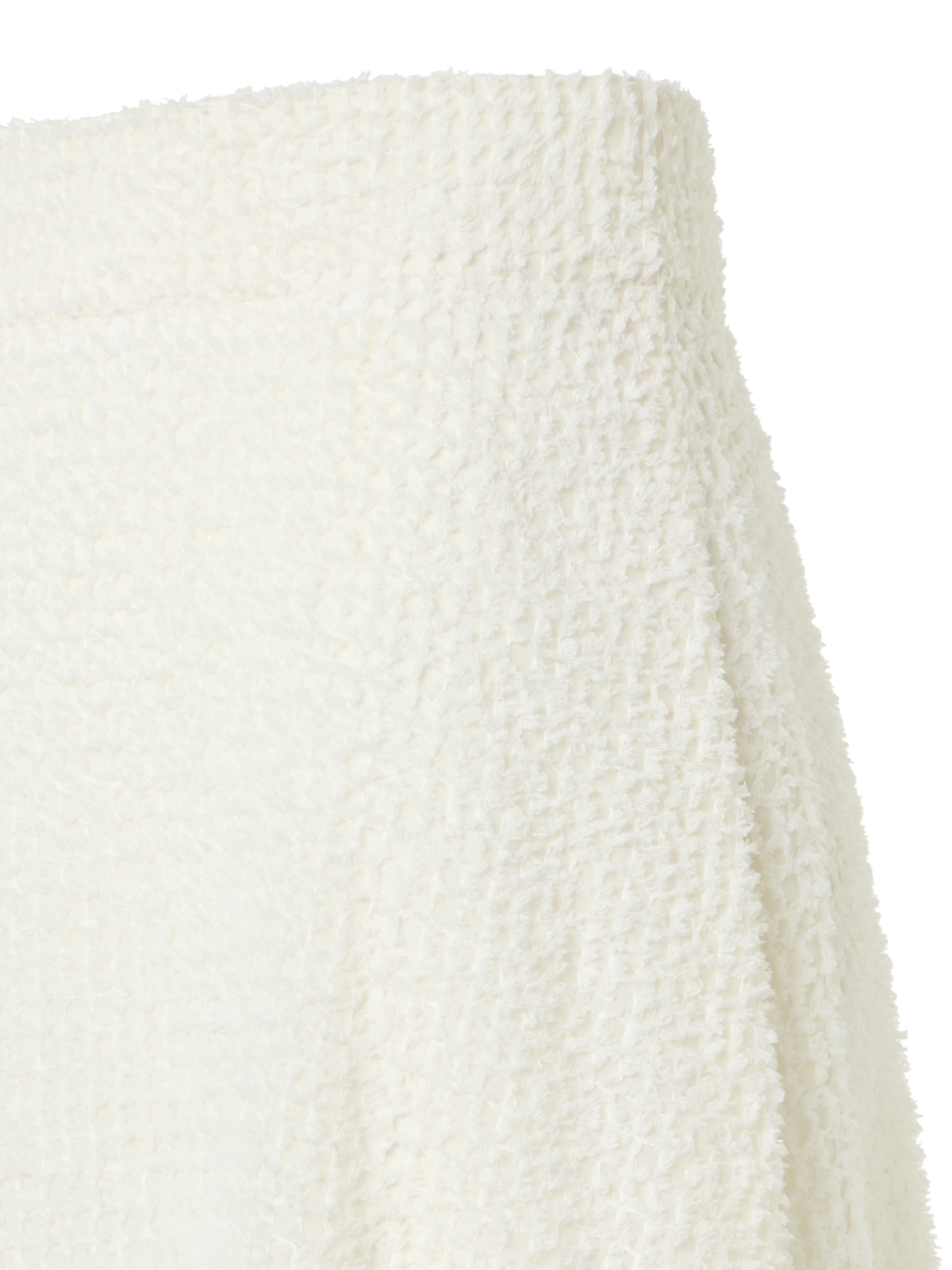 Designer Flared Midi Skirt in Fringed Grid - ecru