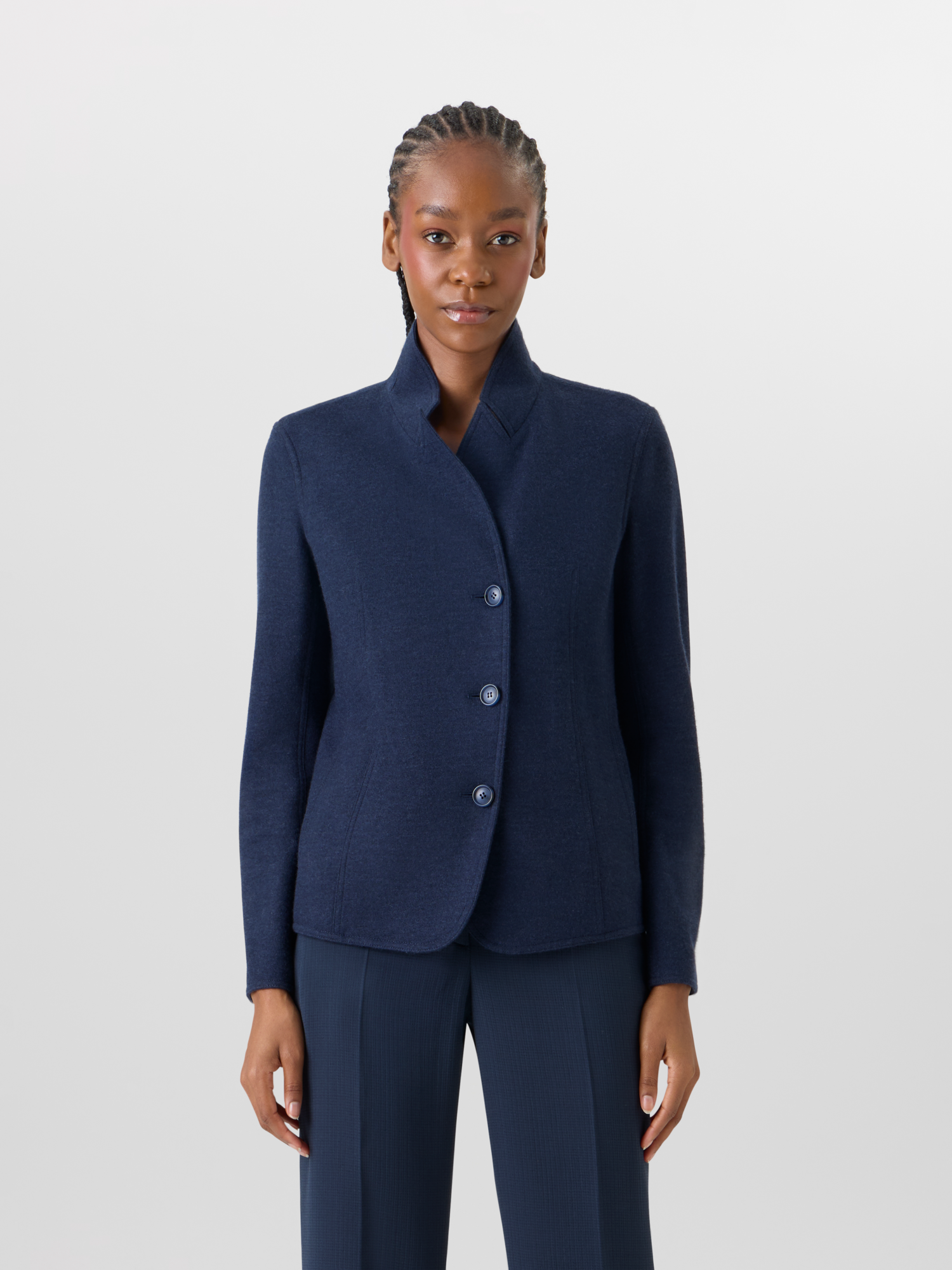 Designer Lima Short Jacket in Cashmere-Jersey - blue 