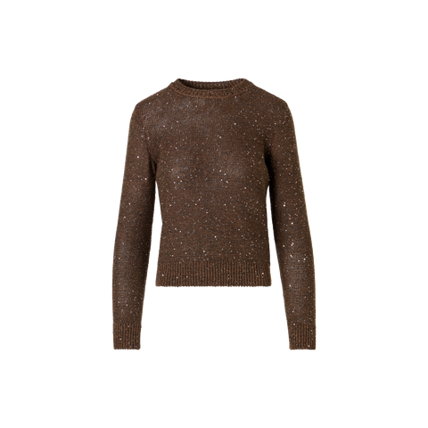 Knit Sweater in Linen Cotton with Micro Sequins