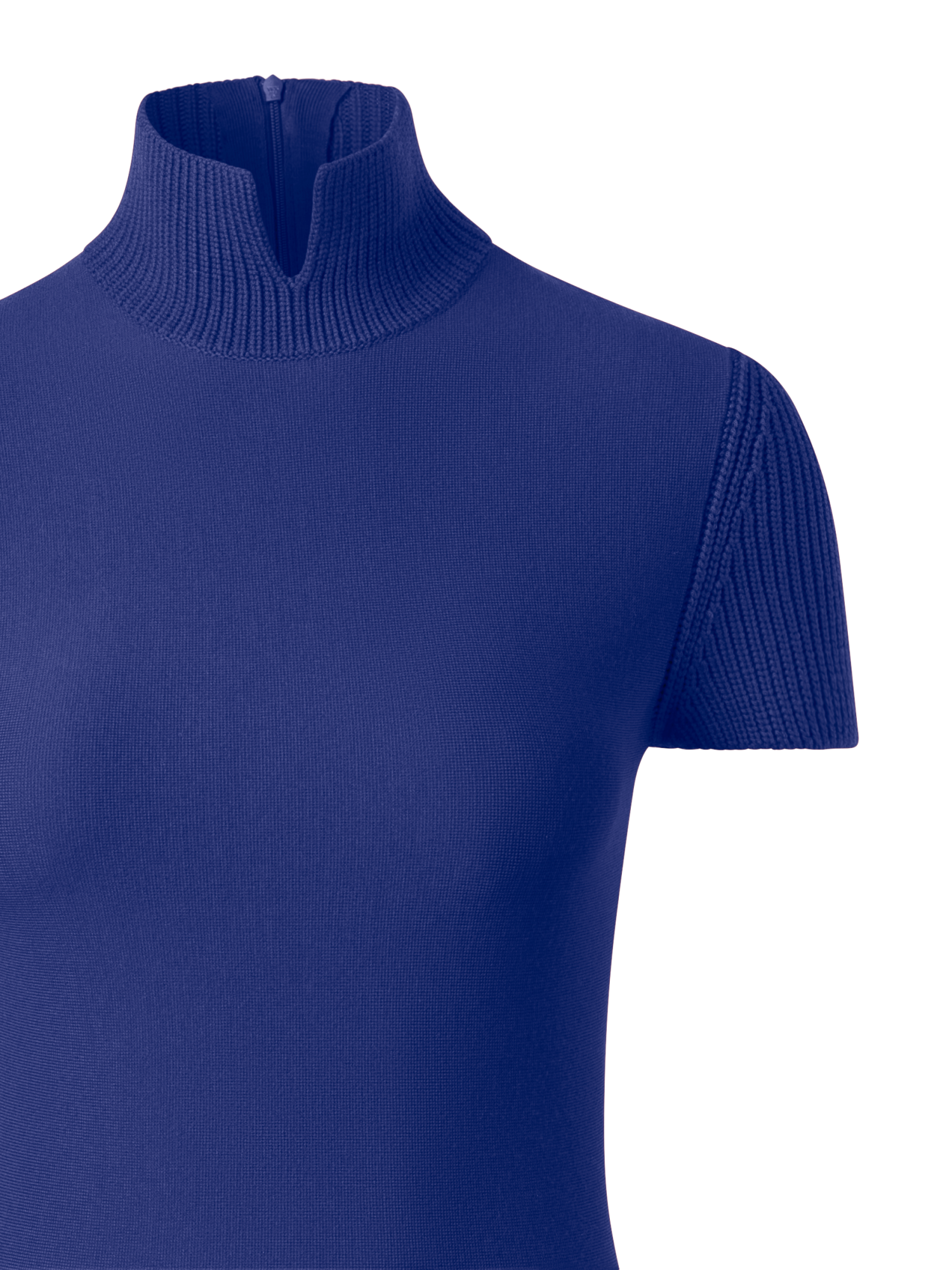 Designer Merino Wool Knit Dress with Mock Neck Slit - purple