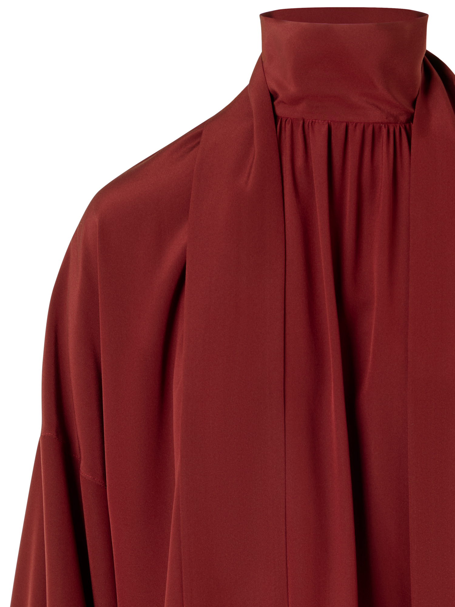 Designer Long-Sleeve Silk Crêpe de Chine Blouse - red