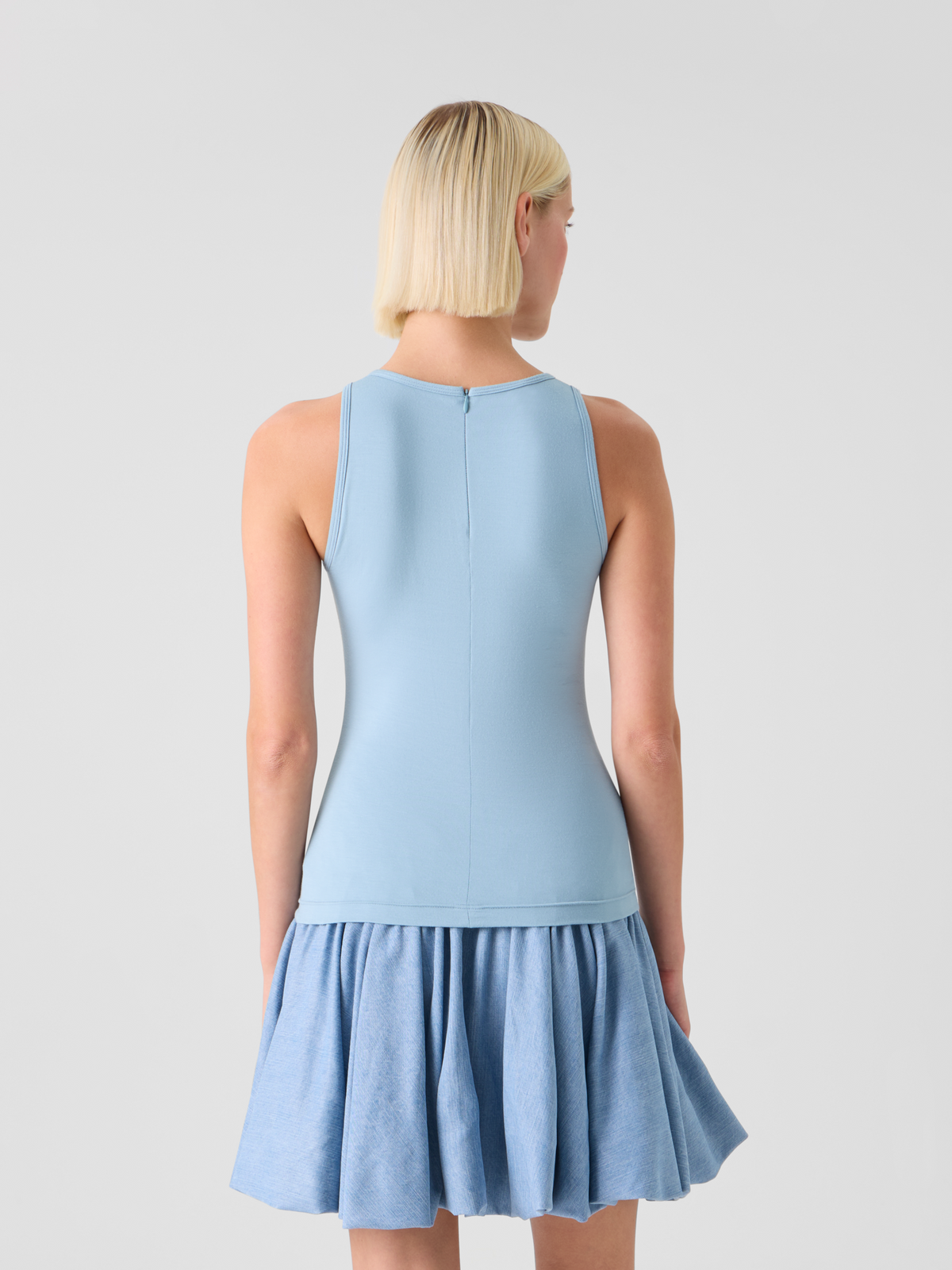 Designer Fitted Speedo Top in Stretch Modal Jersey - pastel - blue #editorial