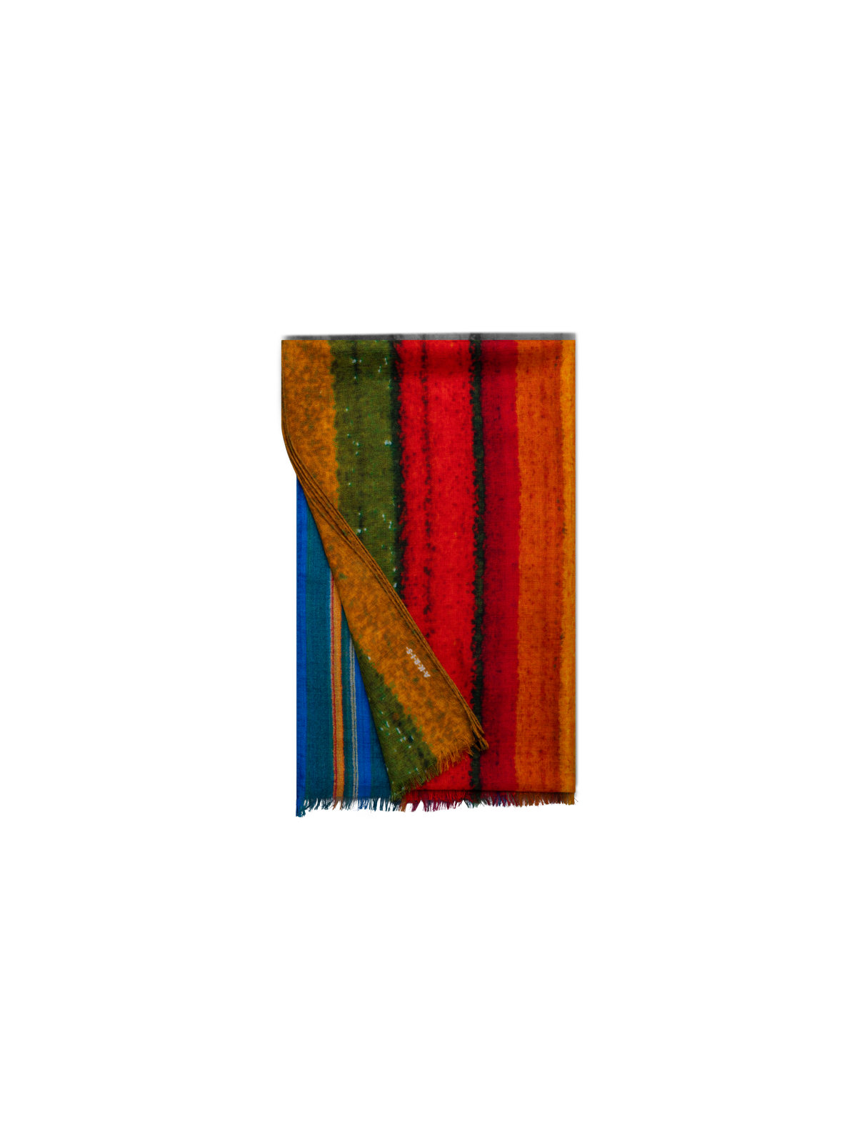 Designer Cashmere Silk Scarf with Wind Turbine Print - multicolor