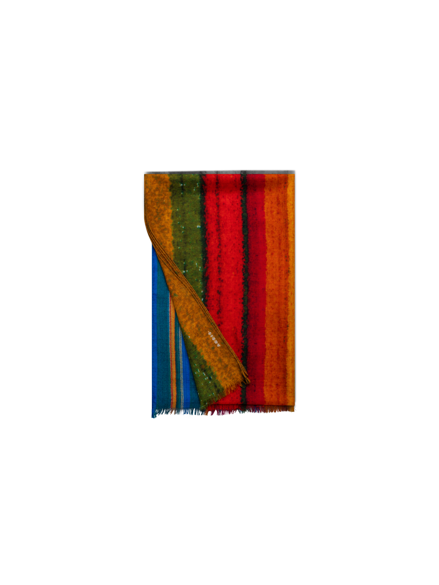 Designer Cashmere Silk Scarf with Wind Turbine Print - multicolor