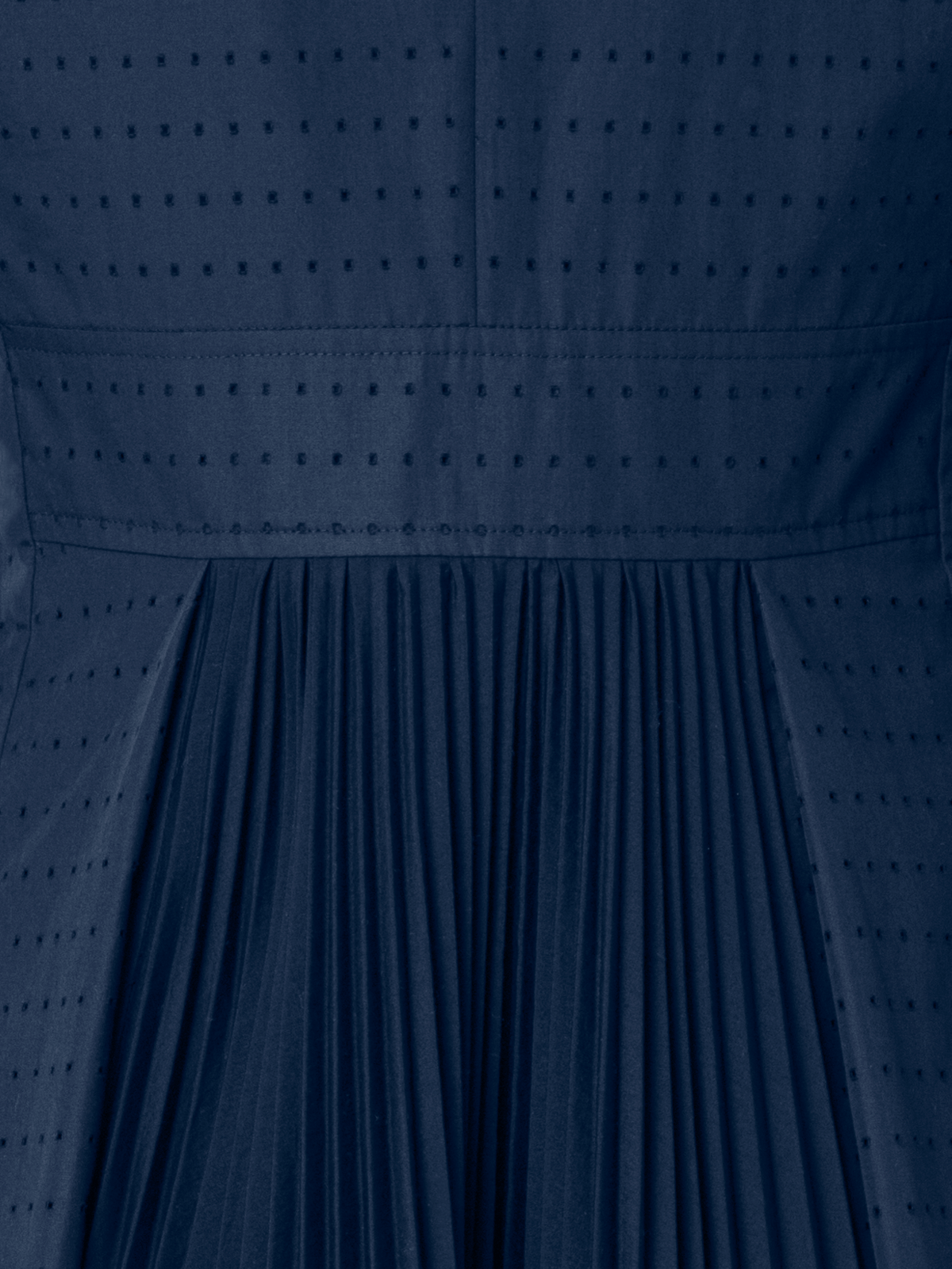 Designer Perforated Pin Dot Cotton Poplin Dress - navy - blue