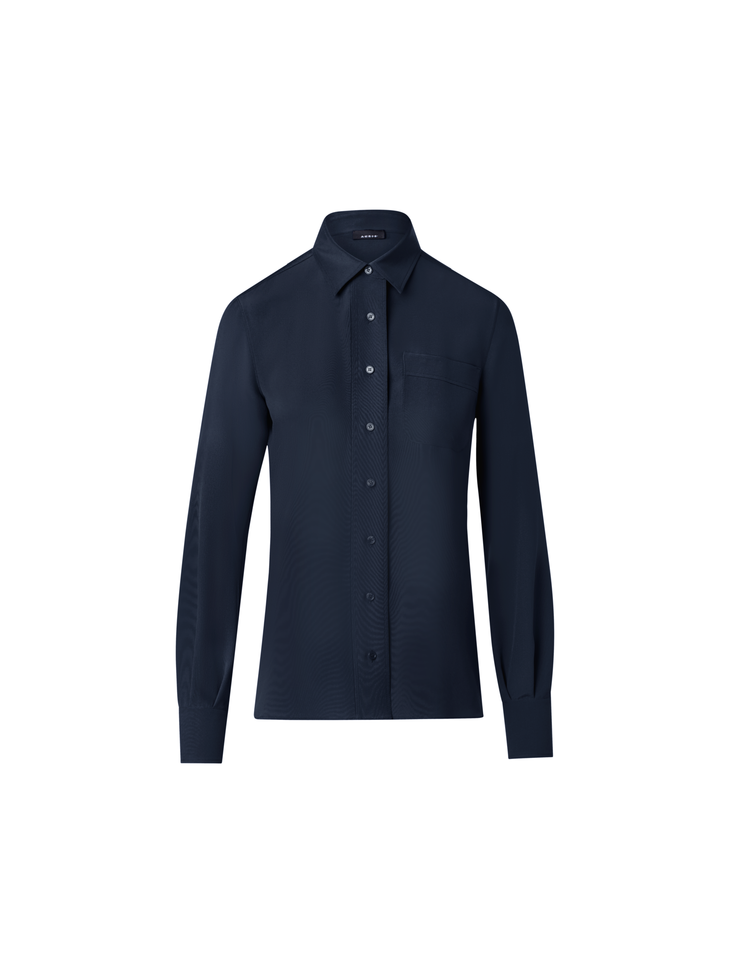 Designer Silk Crêpe Shirt Blouse - navy - blue
