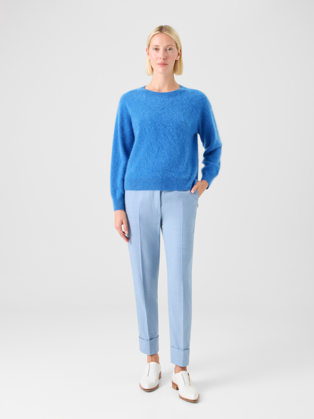 Designer Cloud Cashmere Knit Sweater - blue #editorial