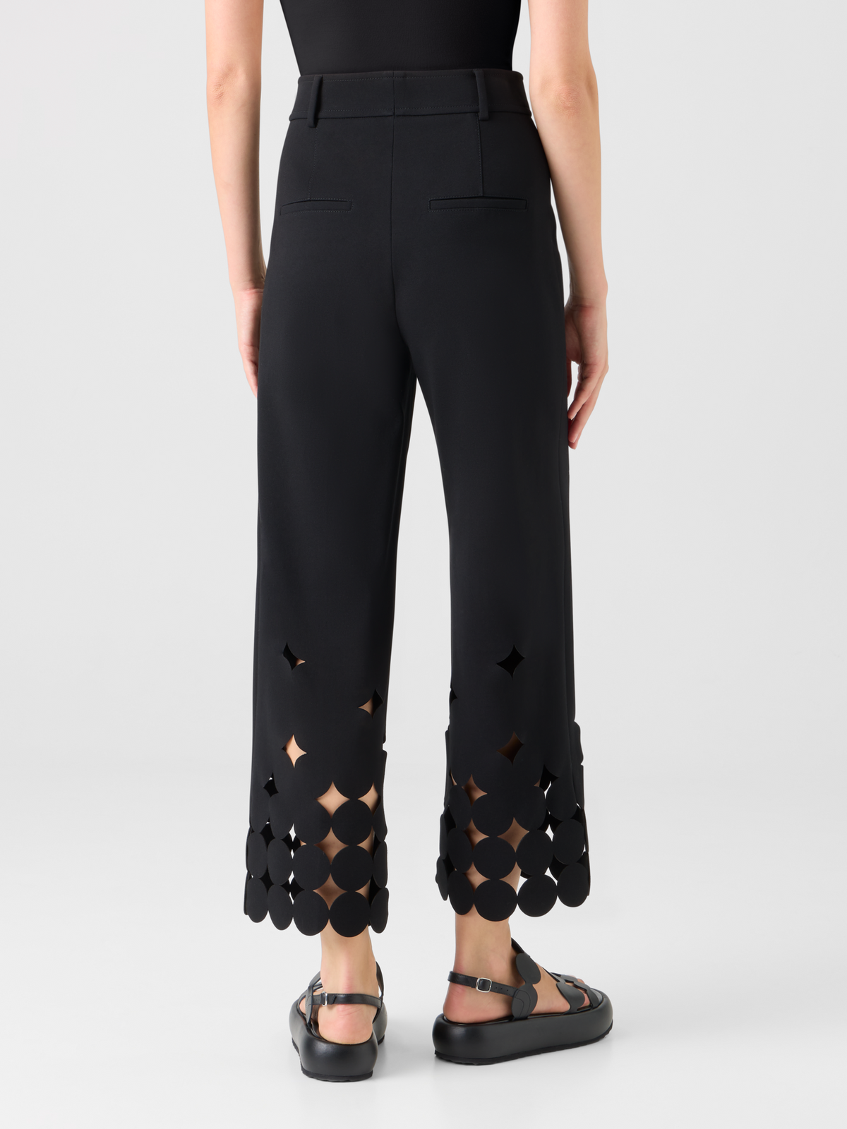 Designer Dropping Dot Cut-Out Jersey Pants - black #editorial