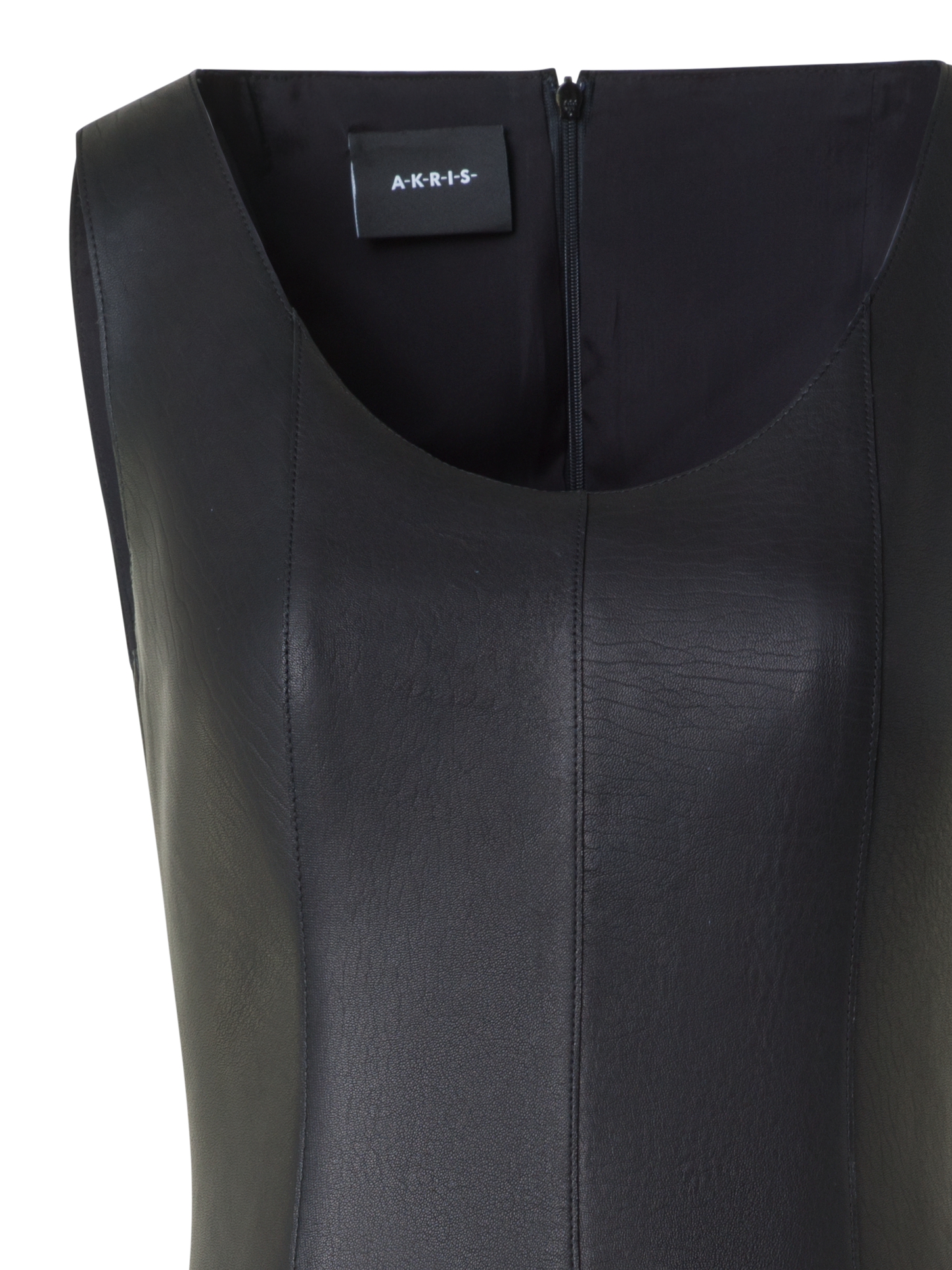 Designer Fit and Flare Leather Dress - black - neutral